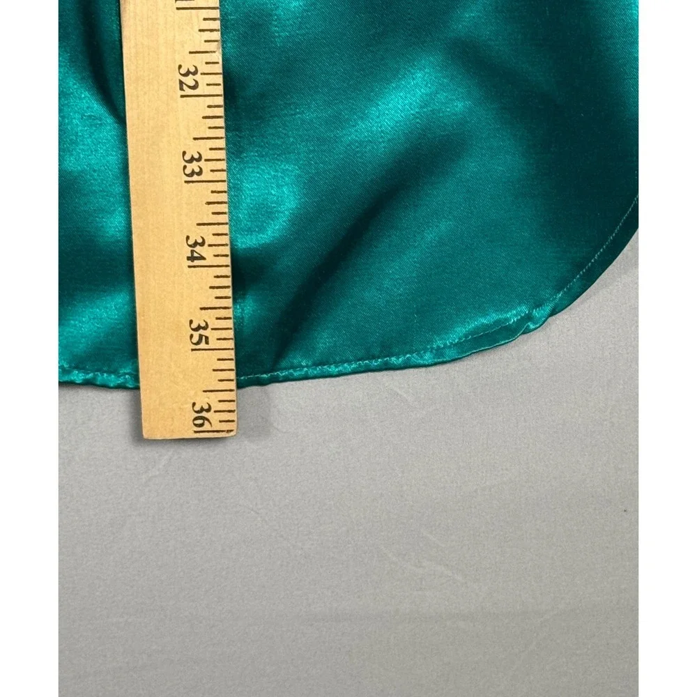 Softly Nightshirt Women Medium Teal Green Excellent Vintage 80s 90s Satin Button